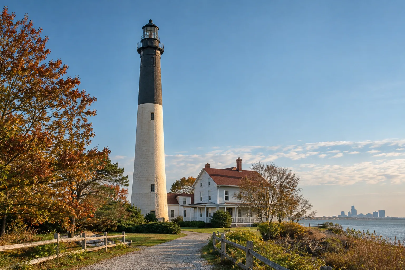 Original rendering inspired by a historic Atlantic City coastal lighthouse and keeper house
