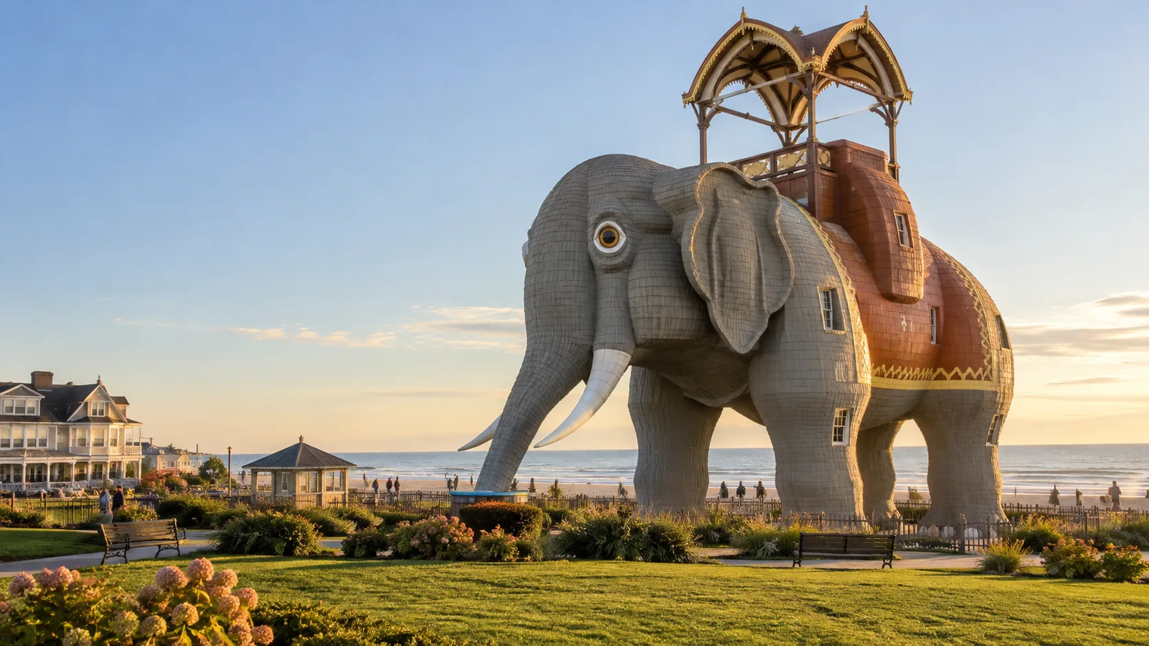 Original conceptual rendering of a giant elephant-shaped landmark by the Margate shoreline