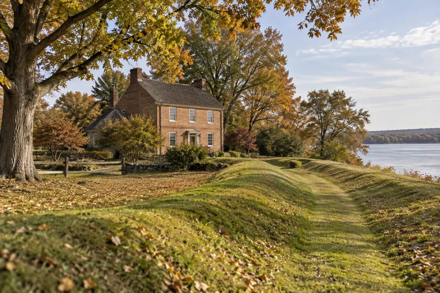 Original rendering inspired by a Georgian farmhouse and Delaware River battlefield park in South Jersey