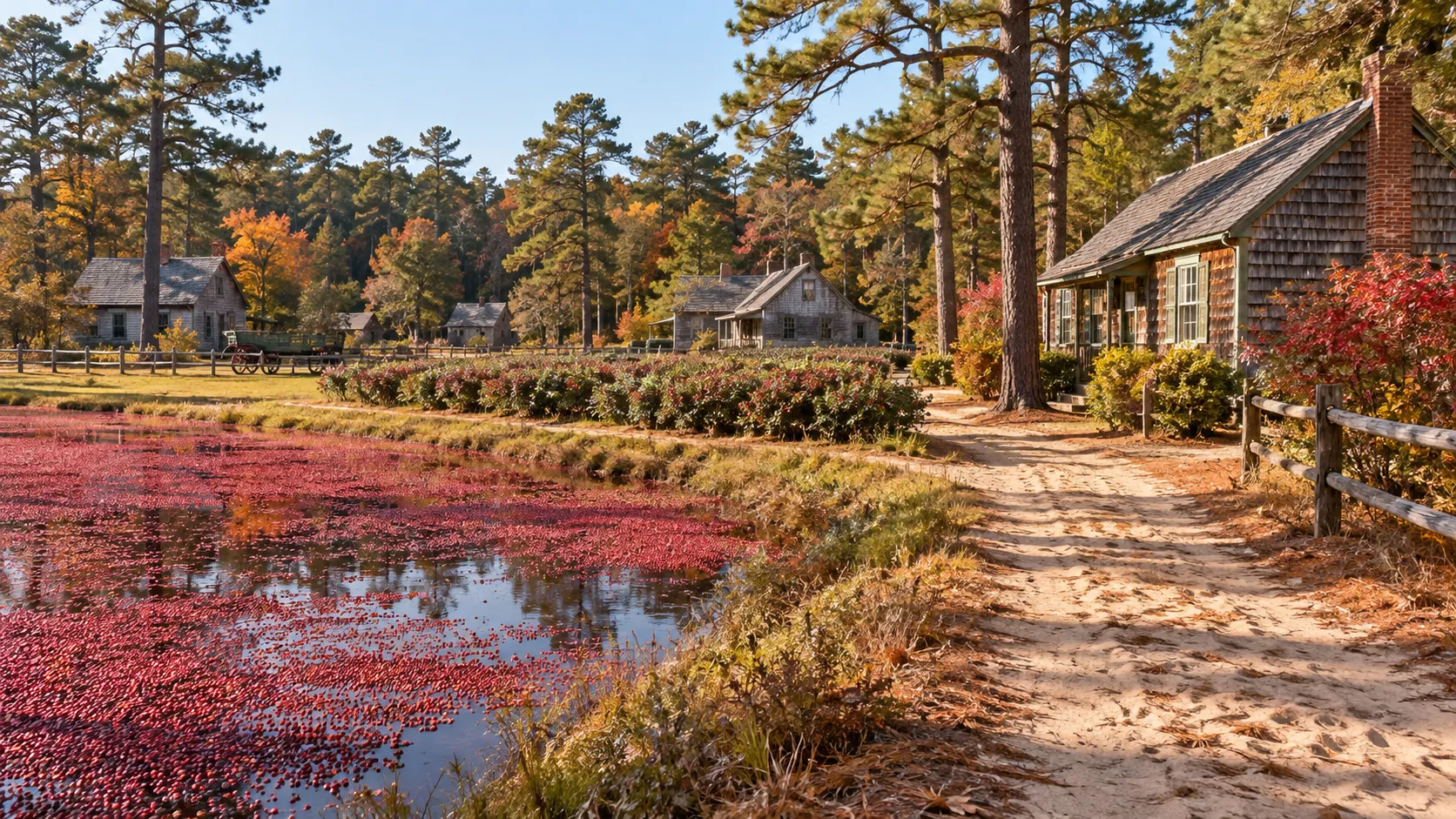 Original conceptual rendering of a cranberry bog and farm village in the South Jersey Pine Barrens